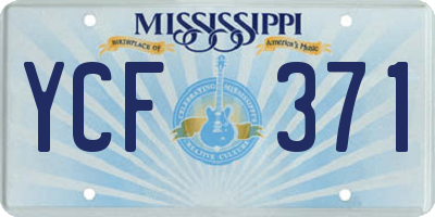 MS license plate YCF371