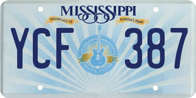 MS license plate YCF387