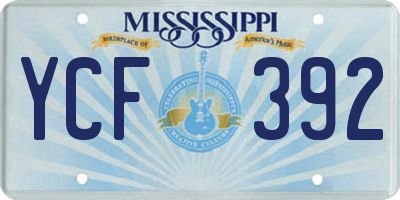 MS license plate YCF392
