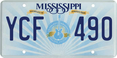 MS license plate YCF490