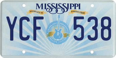 MS license plate YCF538