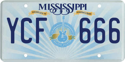 MS license plate YCF666
