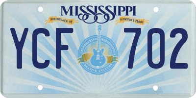 MS license plate YCF702