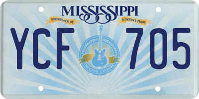 MS license plate YCF705