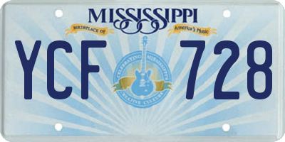 MS license plate YCF728