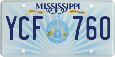 MS license plate YCF760