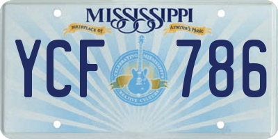 MS license plate YCF786