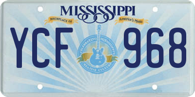 MS license plate YCF968