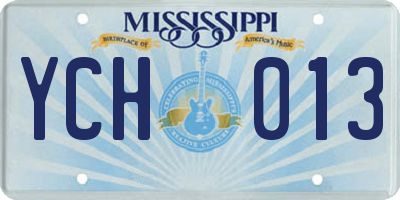 MS license plate YCH013