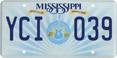 MS license plate YCI039