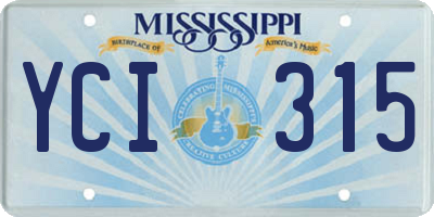 MS license plate YCI315