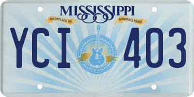 MS license plate YCI403
