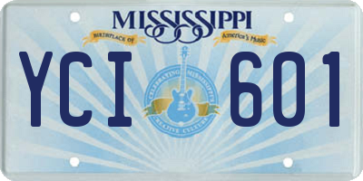 MS license plate YCI601