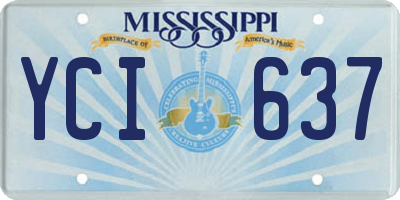 MS license plate YCI637