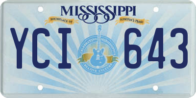 MS license plate YCI643
