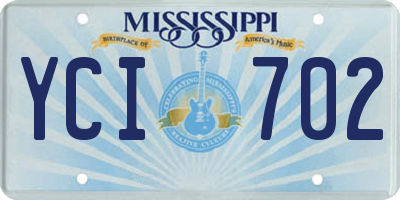 MS license plate YCI702