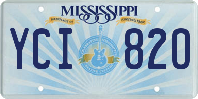 MS license plate YCI820