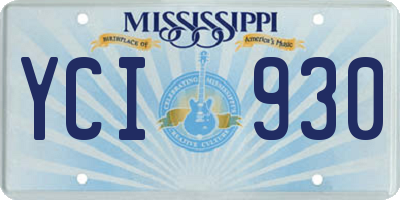 MS license plate YCI930