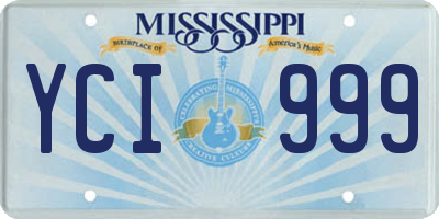 MS license plate YCI999
