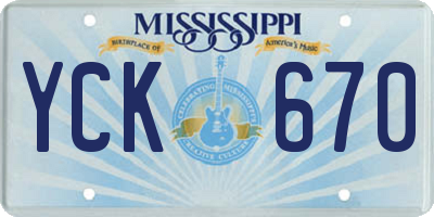 MS license plate YCK670