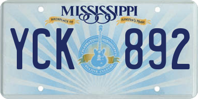 MS license plate YCK892