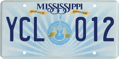 MS license plate YCL012