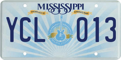 MS license plate YCL013