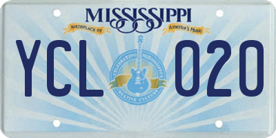MS license plate YCL020