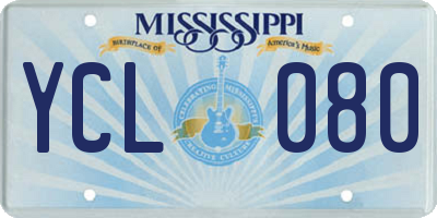 MS license plate YCL080