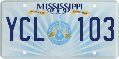 MS license plate YCL103