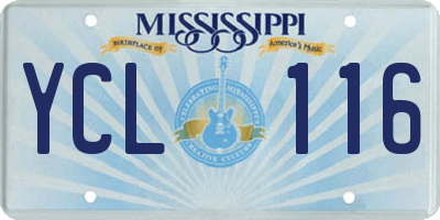 MS license plate YCL116