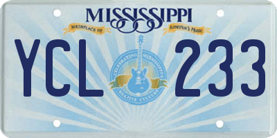 MS license plate YCL233