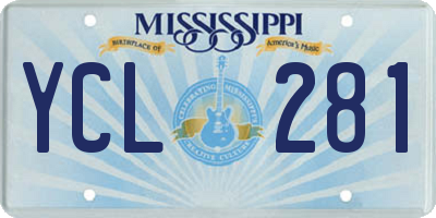 MS license plate YCL281