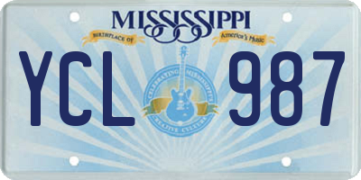 MS license plate YCL987