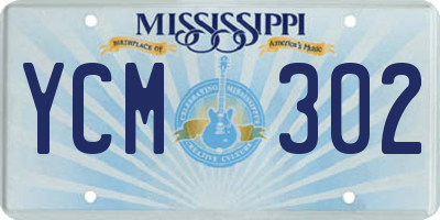 MS license plate YCM302