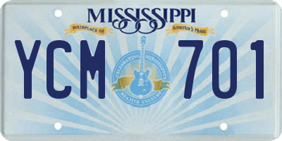 MS license plate YCM701