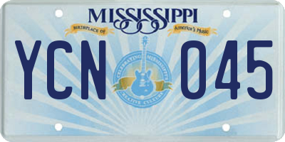 MS license plate YCN045