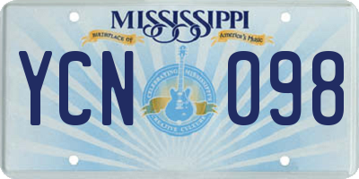 MS license plate YCN098