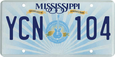 MS license plate YCN104