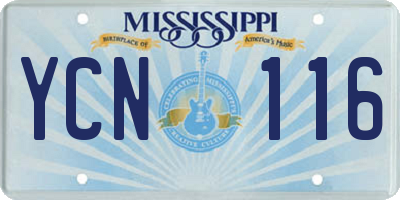 MS license plate YCN116