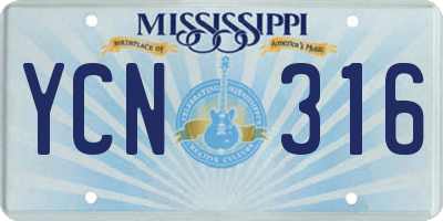 MS license plate YCN316