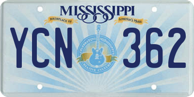 MS license plate YCN362