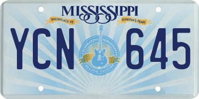 MS license plate YCN645