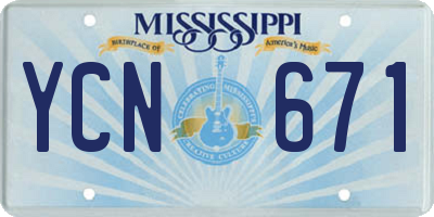 MS license plate YCN671