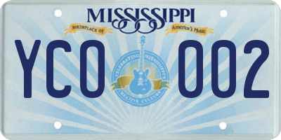 MS license plate YCO002