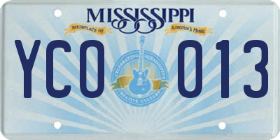 MS license plate YCO013