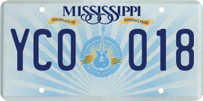 MS license plate YCO018