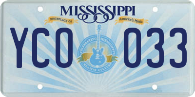 MS license plate YCO033