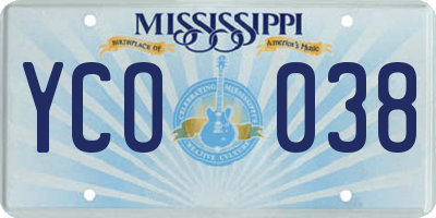 MS license plate YCO038