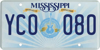 MS license plate YCO080